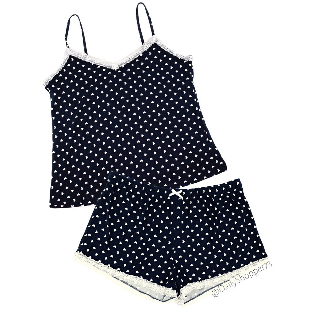 Love to Lounge Lacey Navy Blue Heart Tank & Shorts PJ Set
